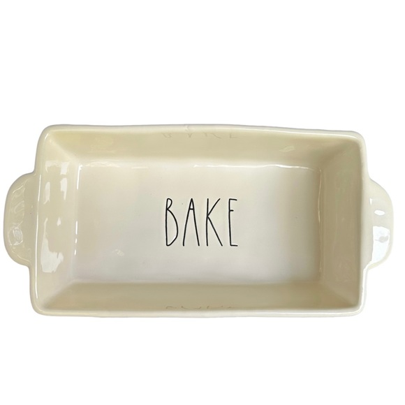 Rae Dunn Other - Rae Dunn BAKE Baking Dish Pan White Black Large Letters Dimples NWT 2017 OG